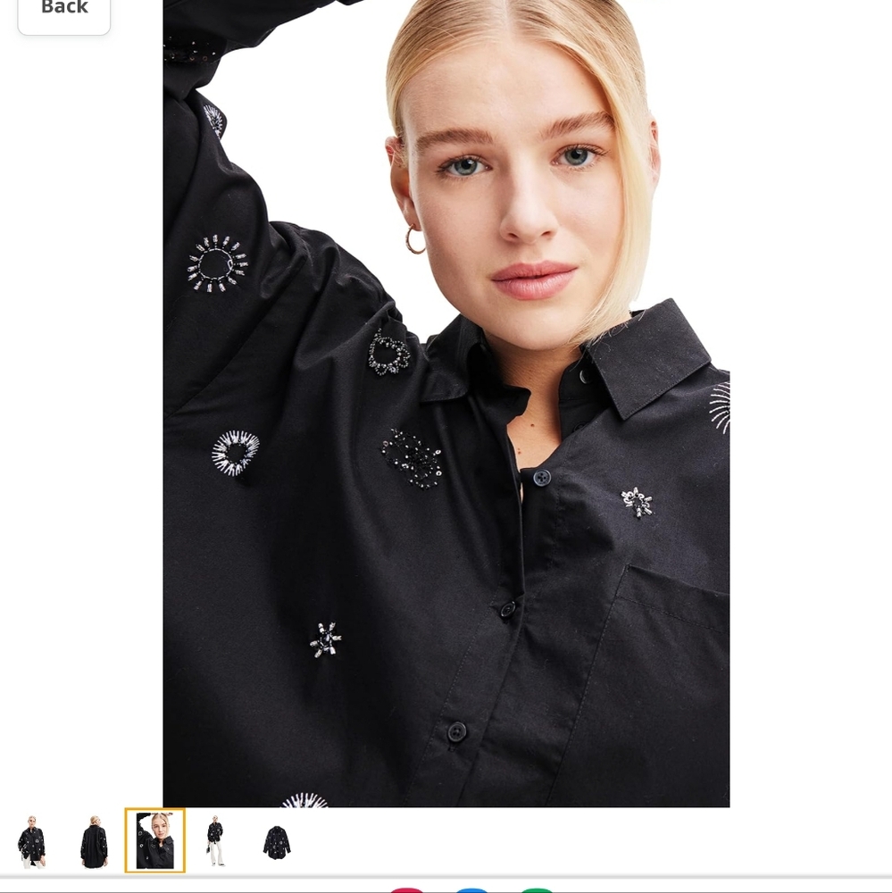 Desigual Taylor Black Oversized Embroidered Shirt Shirt